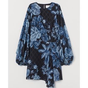 NWT Blue Floral Draped Dress